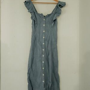 Madewell Light Blue Ruffle Midi Dress